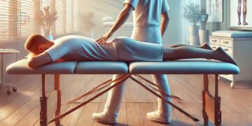 Physiotherapy session focusing on stress relief through guided relaxation, massage therapy, and breathing techniques.